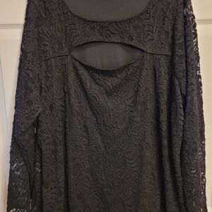 Torrid Black Stretch Lace Cut Out Long Sleeve Top Sz. 4